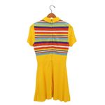 Vintage Young Edwardian by Arpeja 60s 70s Mod Skater Dress Polo Collar Striped 9 Yellow Size 8 Photo 3