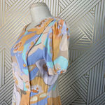 ZARA Dress Allover Floral Print Retro Button Pastel Multicolor Size Medium Photo 7