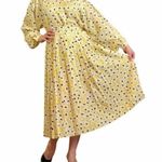 Jaeger Vintage London Yellow Floral 2-Piece Blouson Midi Dress Photo 14