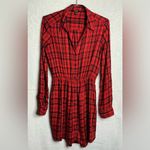EXPRESS  Red Checkered Long Sleeve Dress size S Photo 1