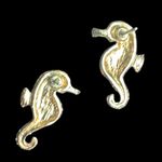 Crystal Pave Seahorse Stud Earrings Gold Photo 3