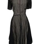 Alex Marie Lace A-line Dress in Black Short Sleeve Handkerchief Skirt Size 12 Photo 8