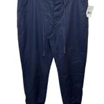 J.Crew NWT  Women’s Coated Cavalry Twill Blue Joggers Zip Open Bottom Legs Size 6 Photo 0