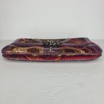 Isabella Fiore Studded Rhinestones Paisley Velvet Snakeskin Clutch Shoulder Bag Purple Photo 5