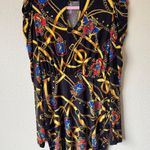 Vintage 90s Black Blue Equestrian Print Mini Dress Womens L Horse Lion Chain Size L Photo 12