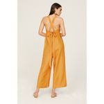 PETER SOM Marigold Yellow Linen Blend Square Neck Cross Back Jumpsuit Size 0 Photo 1