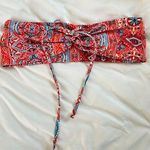SheIn Red And Floral Strapless Bikini Top Photo 1