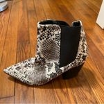 Lulus Lulu’s Cecy Black and White Snake Pointed Toe Ankle Booties 9 Photo 9