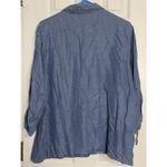 New Directions Curvy Blue Denim Look Button Up Long Sleeve Shirt, Lyocell, 1X Photo 3