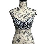 Norma Kamali X Underwire Bikini Top Blue White Chevron Strappy Outdoor Beach XXS Photo 0