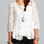 Free People shirt Lace Scallop Hem Top XS Romantic Cottagecore Boho Photo 0