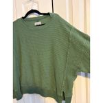 American Eagle Green Waffle Knit Long Sleeve Crewneck Top S Photo 3