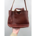Portland Leather Goods Brown Pebbled Tote Bag Purse Handheld Crossbody Work Photo 4