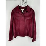 Talbots  Cranberry Red Checked Wood Blend Shirt‎ Jacket Shacket Size 16 Holiday Photo 5