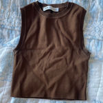 ZARA  Brown Sleeveless Knit Cropped Tank Top Photo 0
