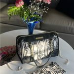 Betsey Johnson Betsy Johnson Black Rose Cream Gold Chain Handbag Purse Photo 7