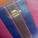 Coach Jes Gallery Pouch Jersey Striped Burgundy & Navy Clutch Wristlet Purse Photo 2