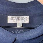 Studio I Vintage‎ Sheer Floral Beaded Navy Button Up Blouse Photo 3