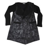 WD.NY Open Front Sweater Jacket L Faux Leather Trim Asymmetrical Hem Black Size L Photo 0