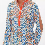 Buckle Womens  Roar Fevered Cold Shoulder Diamond Print Henley Tunic Top - Sz XL Photo 0