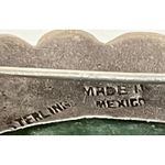 Vintage Mexico Sterling Silver Brooch Pin Jade sleeping Figures Oval Green Photo 4