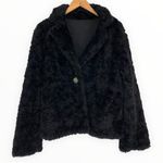 90’s/Y2K Vintage Teddy Faux Fur Black Long Sleeve Jacket Coat Rhinestone Button Size XL Photo 0