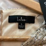 Lulus Size Large Gold Sequin Faux Wrap Short Sleeve Mini Party Dress New w/tag Photo 13