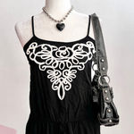 Twenty One Vintage Y2K Black Embroidered Tank Top Indie Sleaze‎ Soft Grunge Retro Small Photo 0