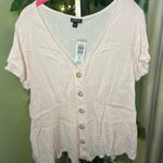 Torrid Peach Blush Short Sleeve Linen Fit and Flare Top NWT Size 00 M/L Photo 4