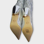 Michael Kors Luna Silver Sequin Pointed Toes Slouchy Kitten Heels Tall Boots 8.5 Photo 6