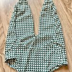 Mikoh Hinano Plunge Neck One Piece Swimsuit in Green White Triangles Size S Photo 5