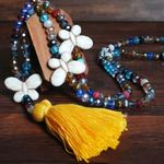 1Pc Boho‎ Sweater Necklace Colorful Beaded Yellow Tassel Butterfly Charm Fashion Photo 0