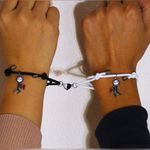 2pc Couple Cartoon Figure & Heart Charm Bracelet Photo 2