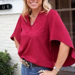 Anna Cate Nina Suede Blouse Beet Red V Photo 0