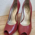 Jessica Simpson  Leather Peep Toe Classic Stiletto Pumps Red Size 6M/EU 36 Photo 1