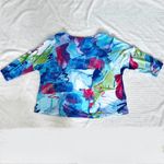 Ali Miles Multicolor Abstract 3/4 Sleeve Top XLP Artsy Lagenlook Embellished Blue Size undefined Photo 12