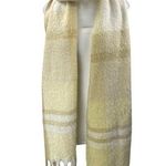 Anthropologie  Women's Yellow Plaid Knit Fringe Hem Shawl Wrap Scarf One Size Photo 0