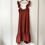 Farm Rio  XL Ruffle Strap Maxi Dress in Cinnamon Orange/Brown Photo 3