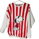 Vintage Red White Striped Double Sided Snoopy Reversible Sweatshirt Size Large Photo 0