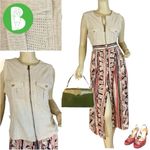 LIZ & CO. ECRU/BEIGE COTTON/LINEN BLEND ZIPPER FRONT UTILITY SHIRT (M) Size M Photo 1