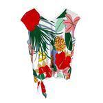 Talbots  Sweater Womens Size M Side Tie Double V-Neck Floral Hibiscus Tropical Photo 2