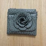 Teal Vegan Ostrich Crossbody Rosette Flower Bag Top Side Zip Outside Pocket Green Photo 0