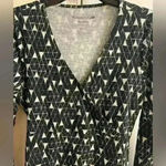 Toad & Co. dress A‎ line midi long sleeves crossover top tribal print Medium Black Photo 2