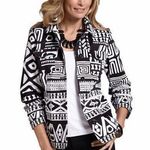 Chico's new Chico’s ☯︎︎ Alphia Aztec Print Classic Jacket ☯︎︎ Black + White ☯︎︎ Medium Photo 1