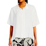 Bryn Walker  Chance Linen Point Collar Short Sleeve Button-Front Boxy top spring Photo 0
