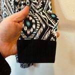 Vintage Aztec Daisy Print Cardigan Medium Black Photo 4