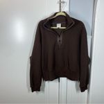 Varley  Roselle Half Zip Fleece Sweatshirt Size XL Deep Mahogany Brown Sherpa Photo 1