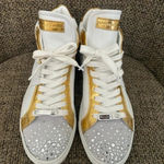Alessandro‎ Dell'acqua Embelished High Top Sneakers in White & Gold EU 38 Size 7 Photo 2