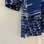 Traveler Size 3 Blue White Multi Pattern Top Faux Wrap Blouse Chicos XL Photo 1