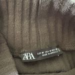 ZARA Ribbed Mock Neck Sleeveless Tunic Tank Top Olive Green Casual Layering Photo 2